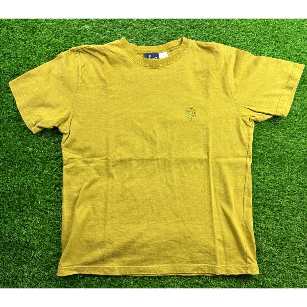Lizsport Mens M Mustard Yellow Logo T Shirt 100% Cotton Casual Tee Vintage Style